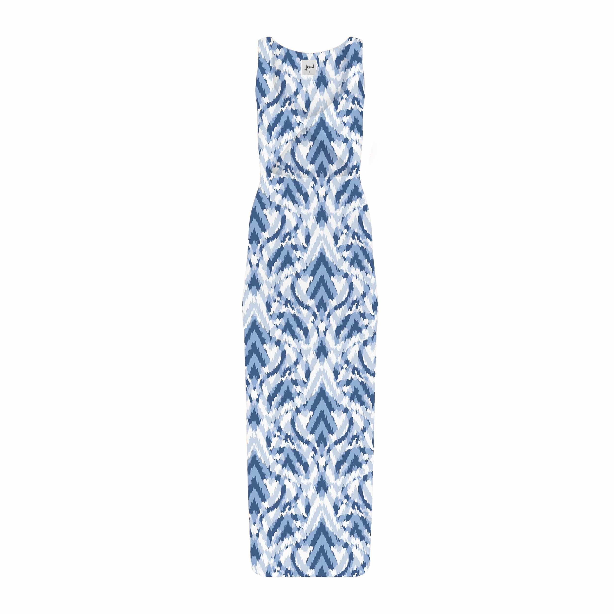 Krista Twist Dress - Blue Ikat