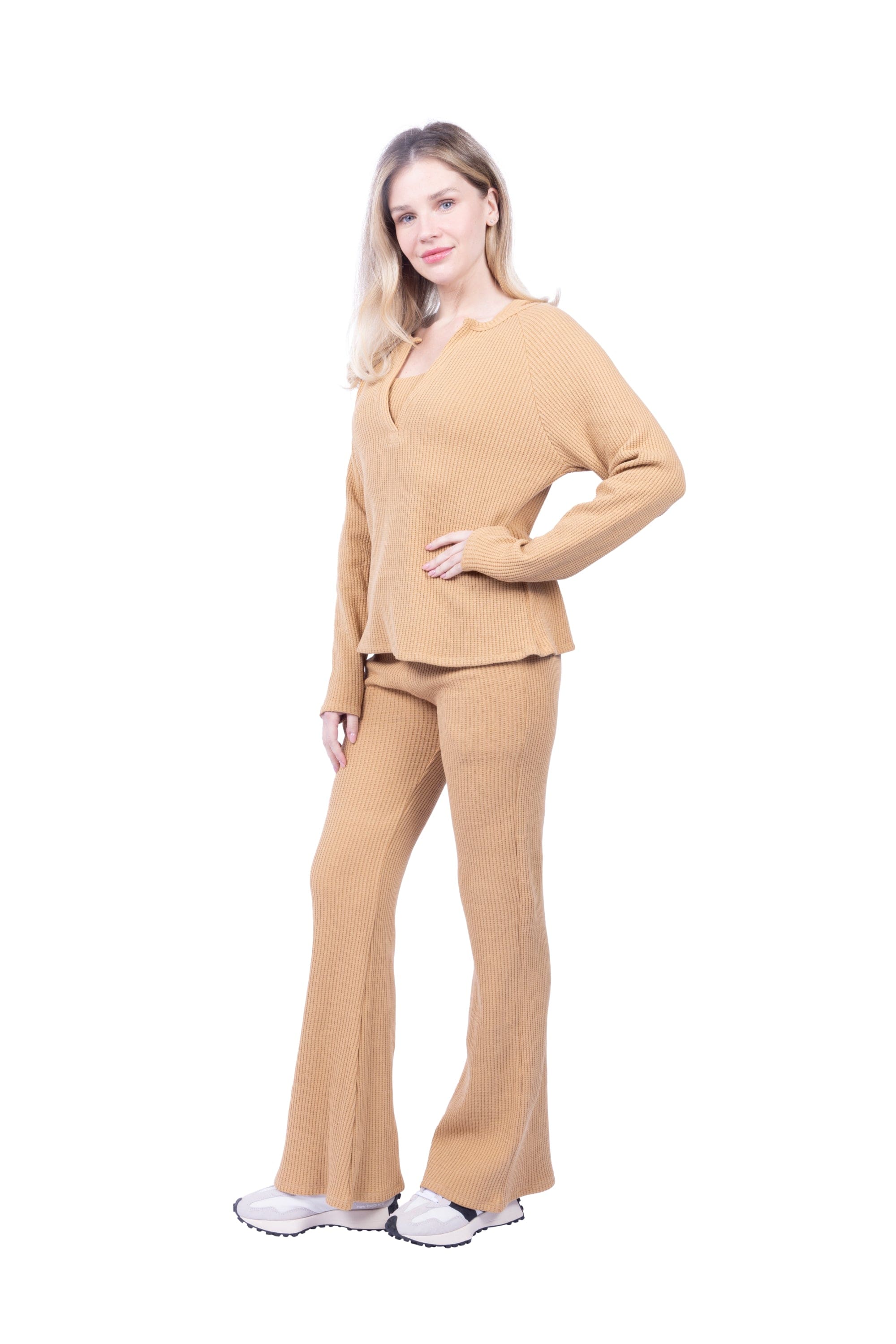 Jules Waffle Knit Organic Cotton V-Neck Pullover