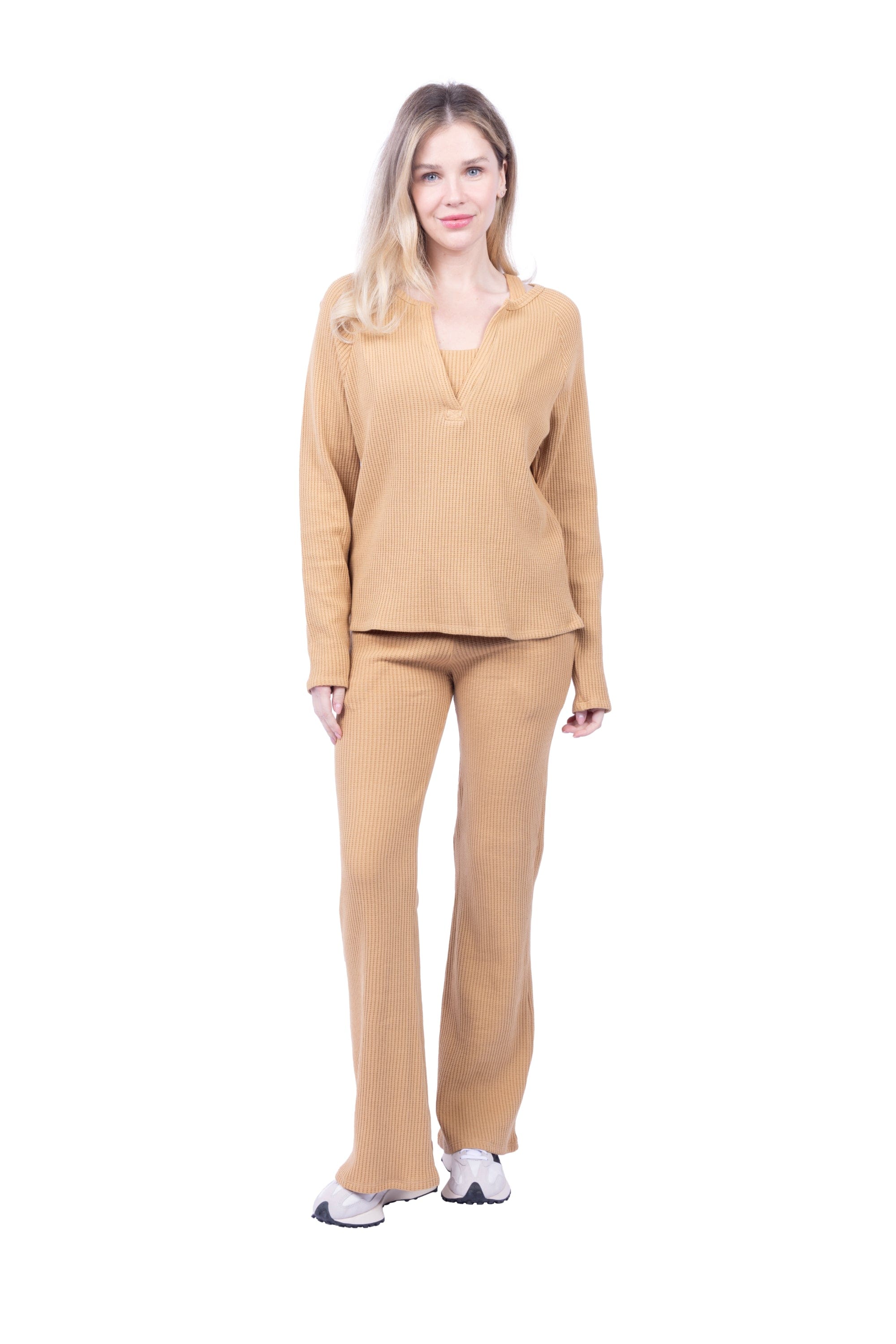 Jules Waffle Knit Organic Cotton V-Neck Pullover