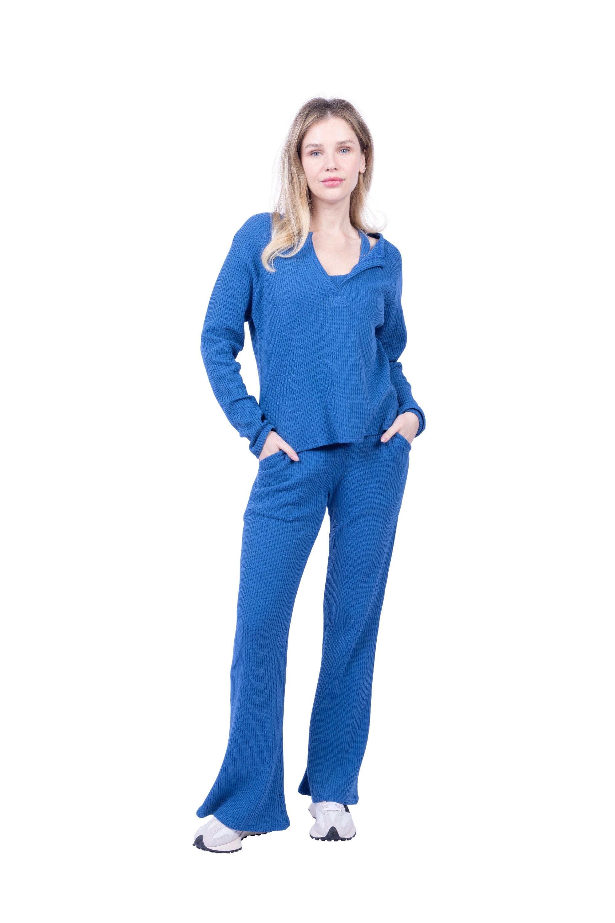 Jules Waffle Knit Organic Cotton V-Neck Pullover