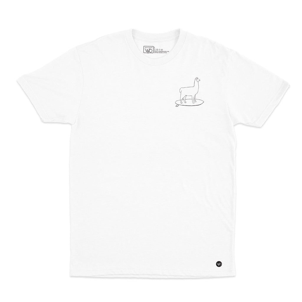 Surfing Llama White Tee - Organic Cotton