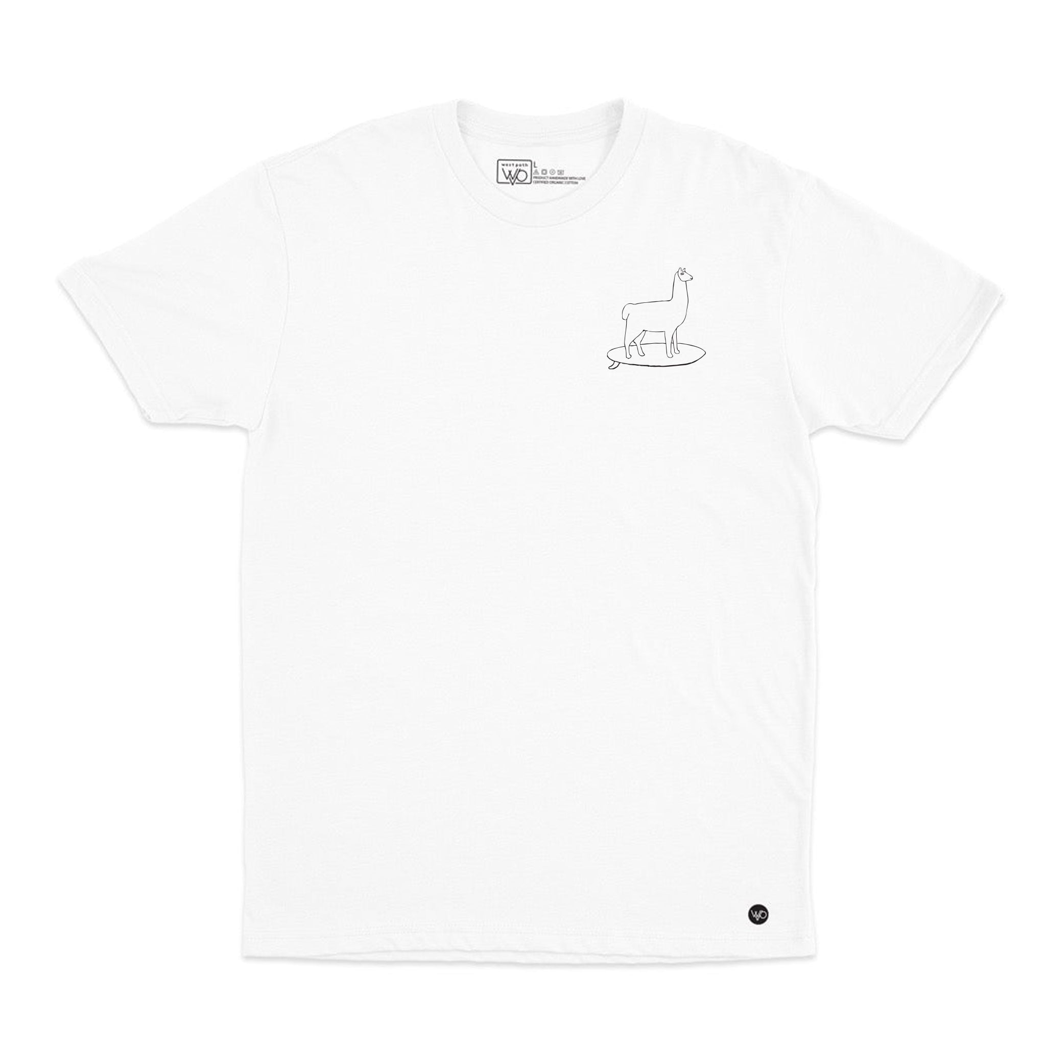 Surfing Llama White Tee - Organic Cotton