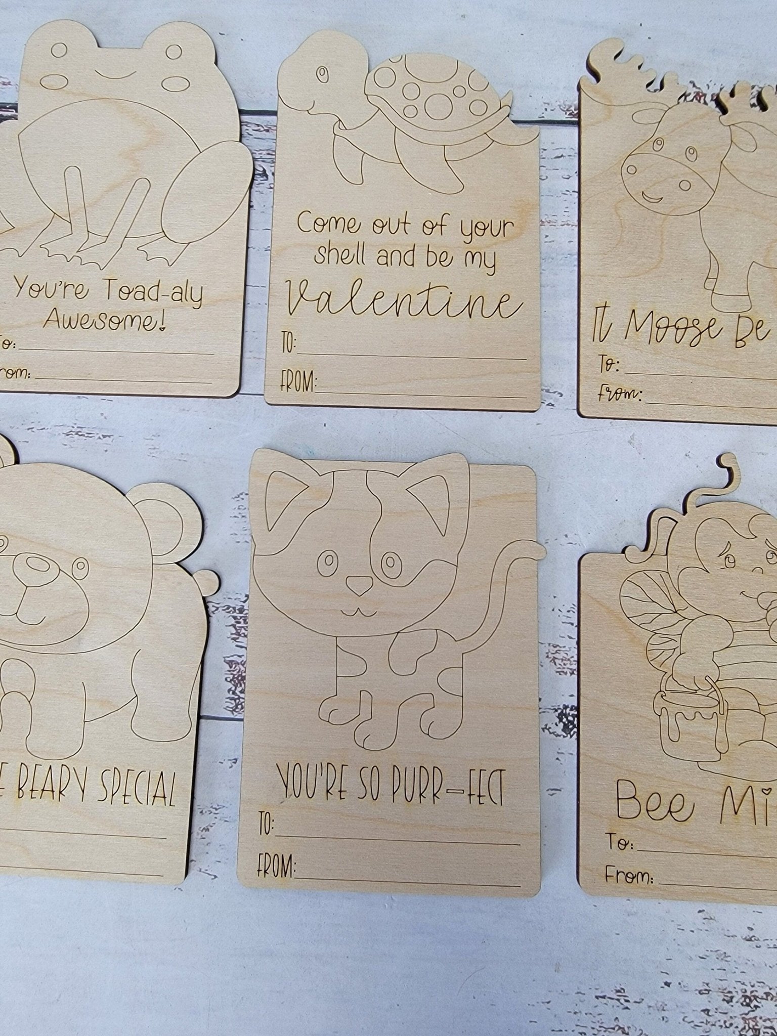 Paintable Kids Valentines Cards- Set of 10