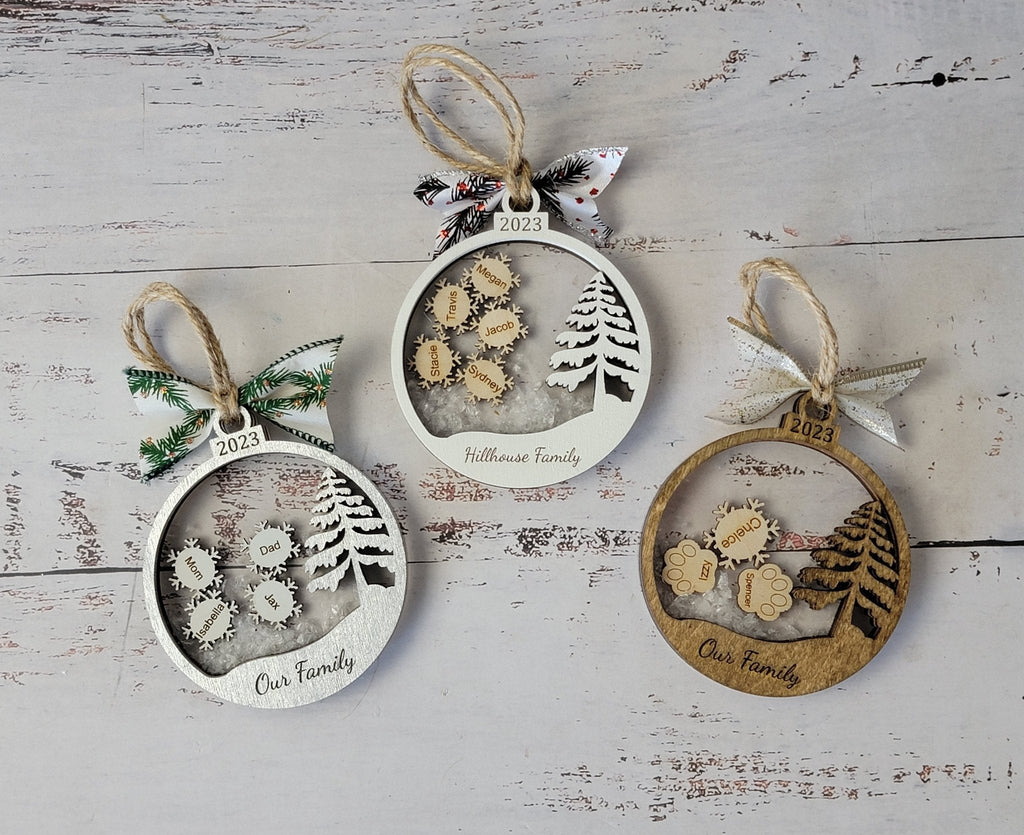 2025 Personalized Snow Globe Family Ornament