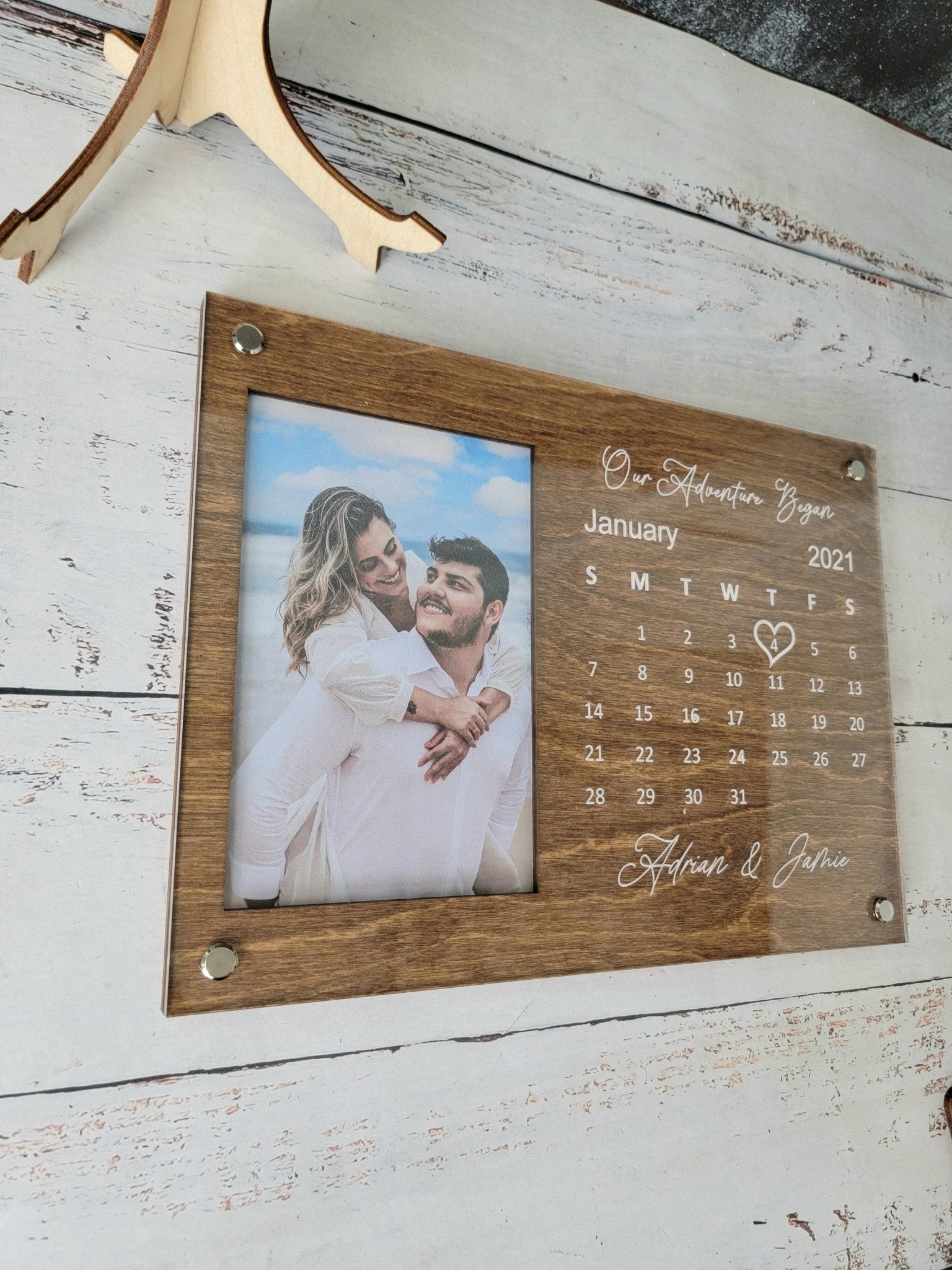 Personalized Couples Picture Frame with Calendar