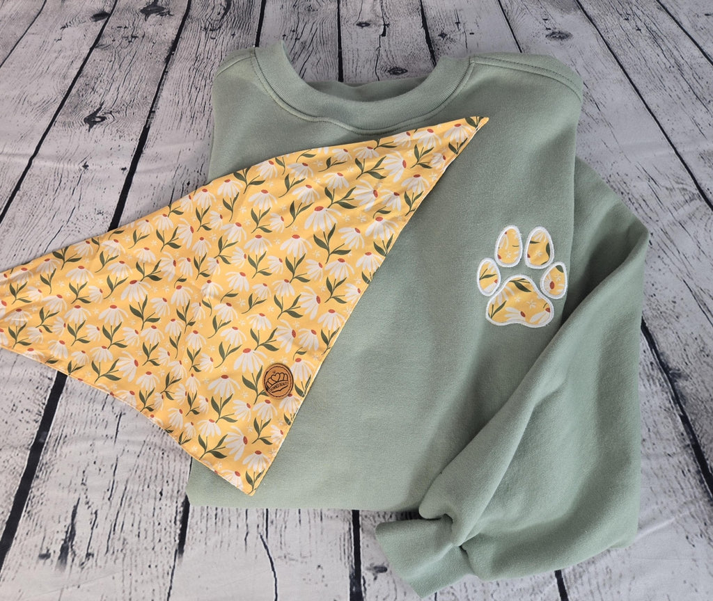 Personalized Dog Bandana With Matching Paw Print Sweatshirt