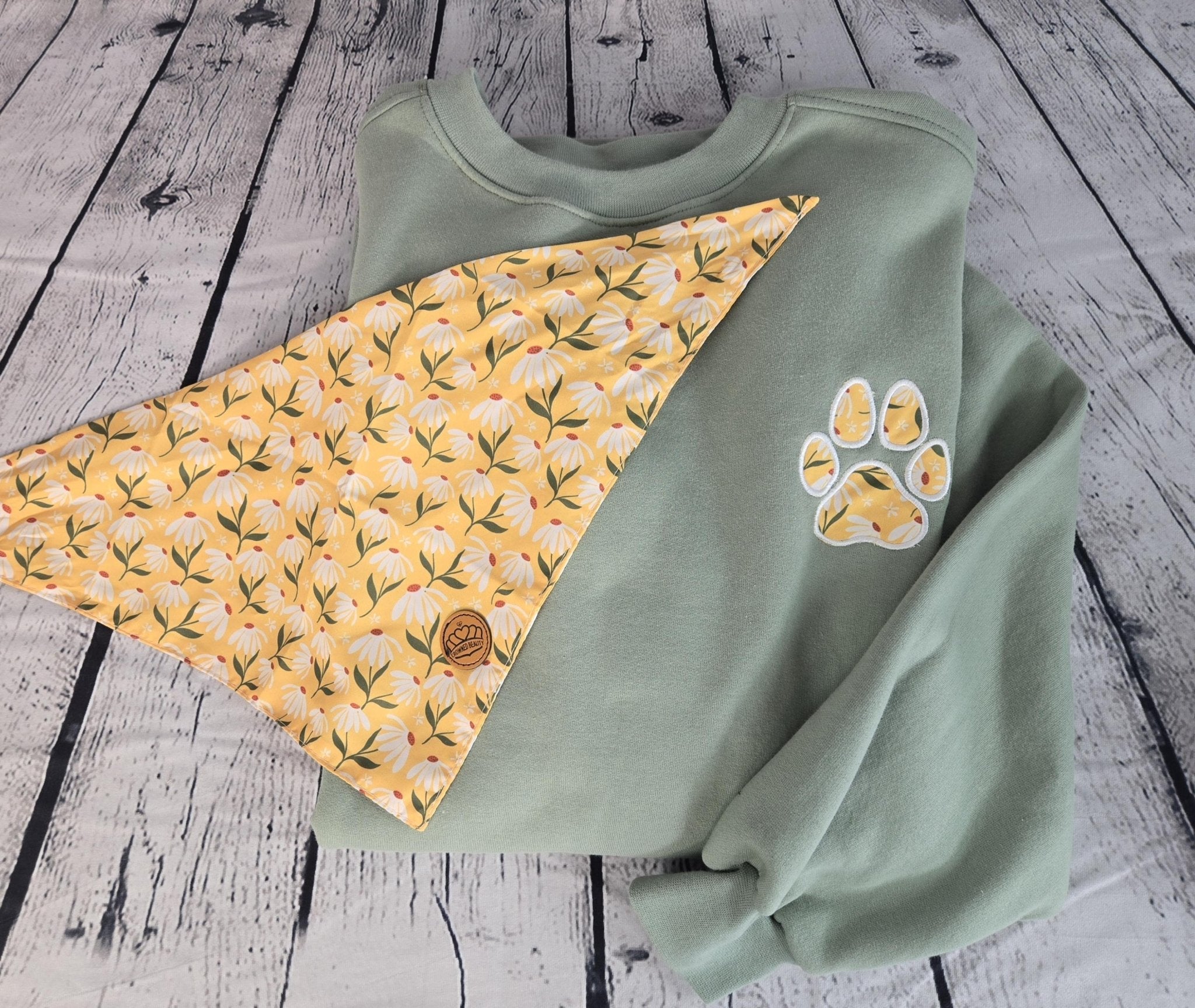 Personalized Dog Bandana With Matching Paw Print Sweatshirt