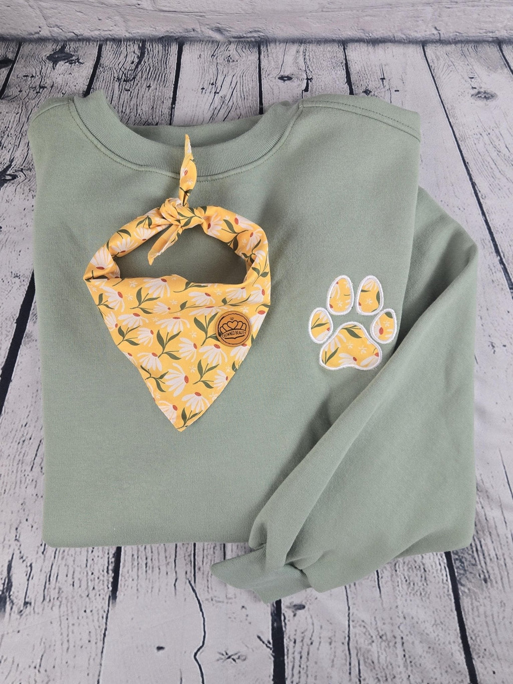 Personalized Dog Bandana With Matching Paw Print Sweatshirt