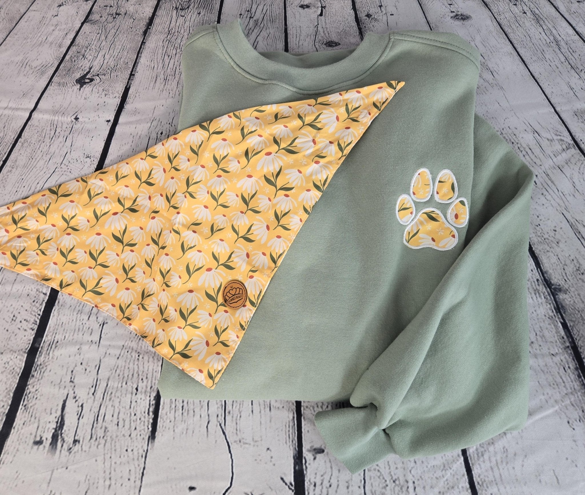 Personalized Dog Bandana With Matching Paw Print Sweatshirt
