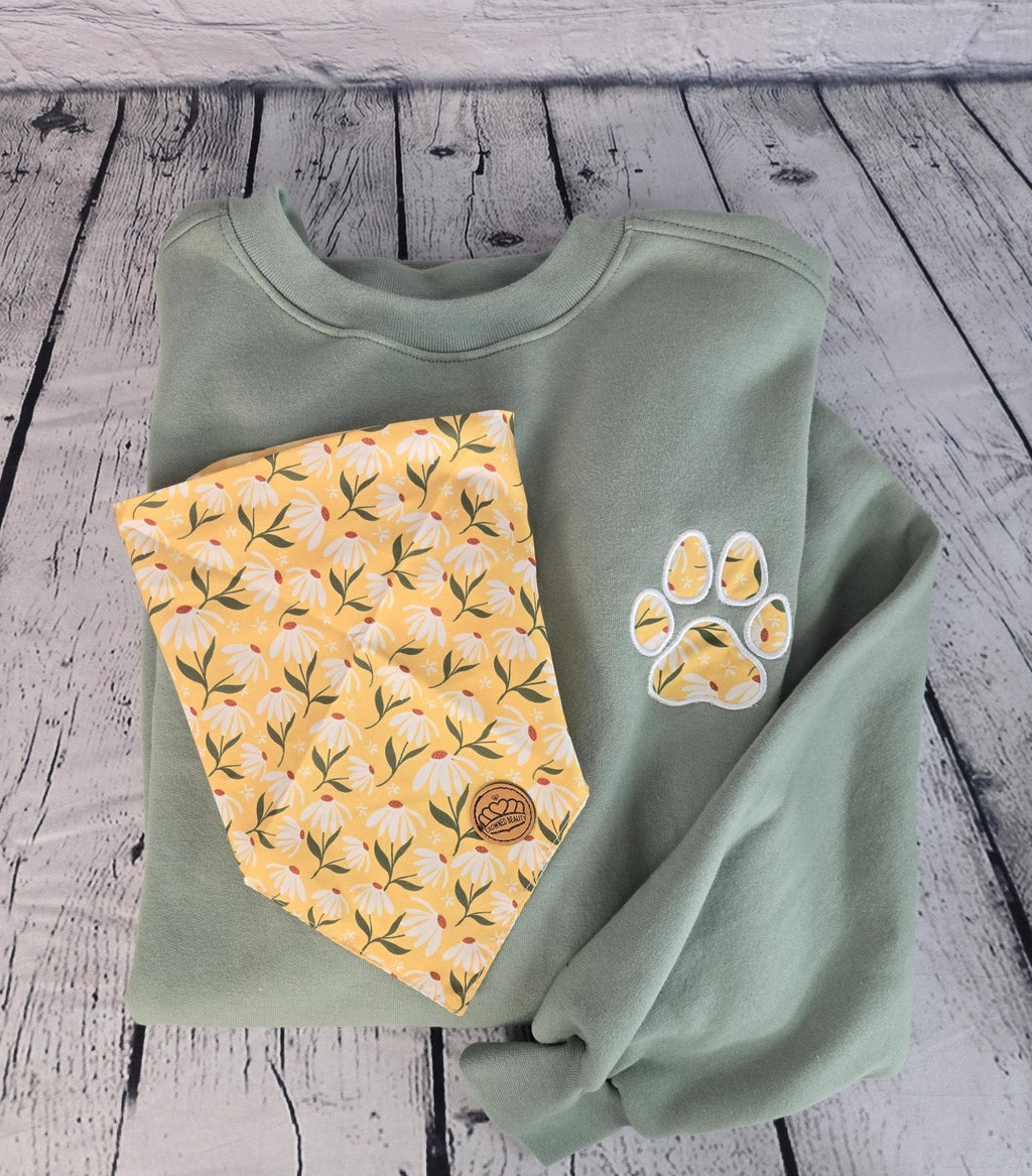 Personalized Dog Bandana With Matching Paw Print Sweatshirt