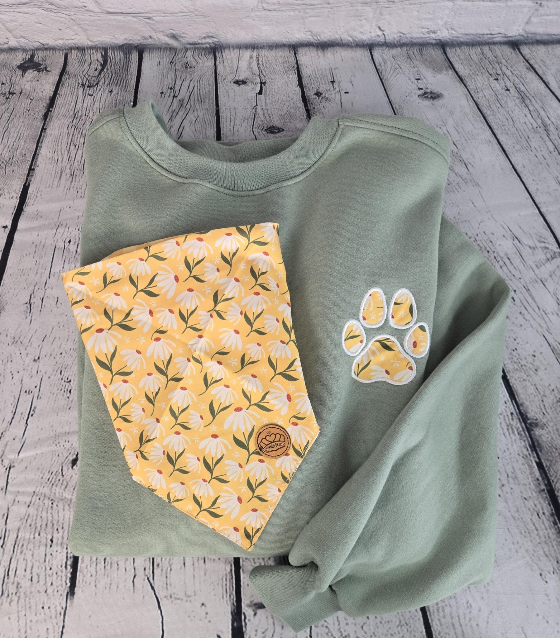 Personalized Dog Bandana With Matching Paw Print Sweatshirt