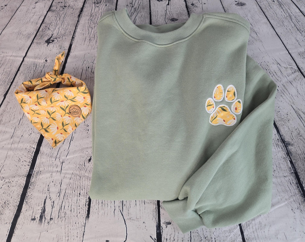 Personalized Dog Bandana With Matching Paw Print Sweatshirt