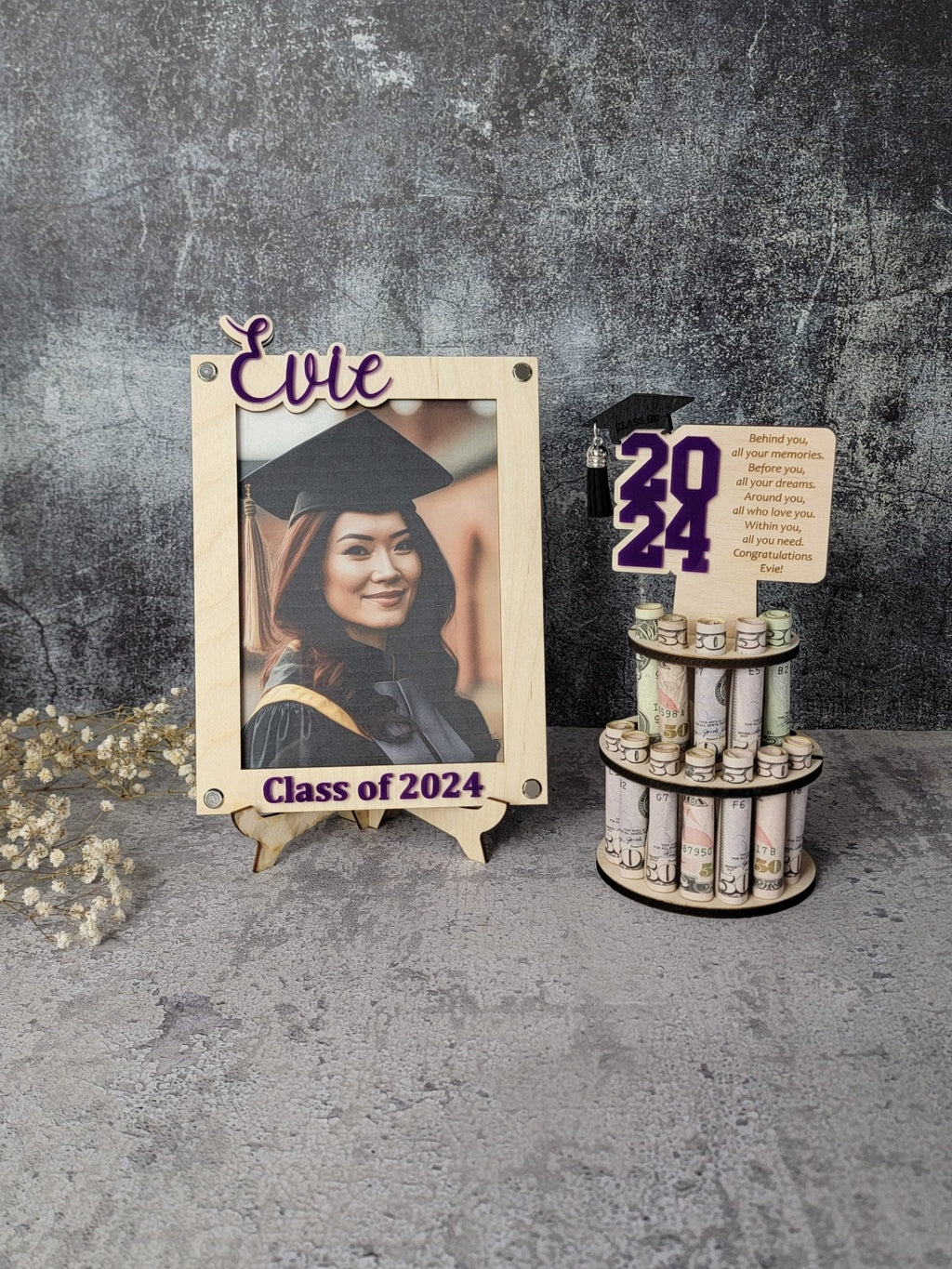 2026 Personalized Graduation Gift Money Holder and Personalized Graduation Picture Frame Combo