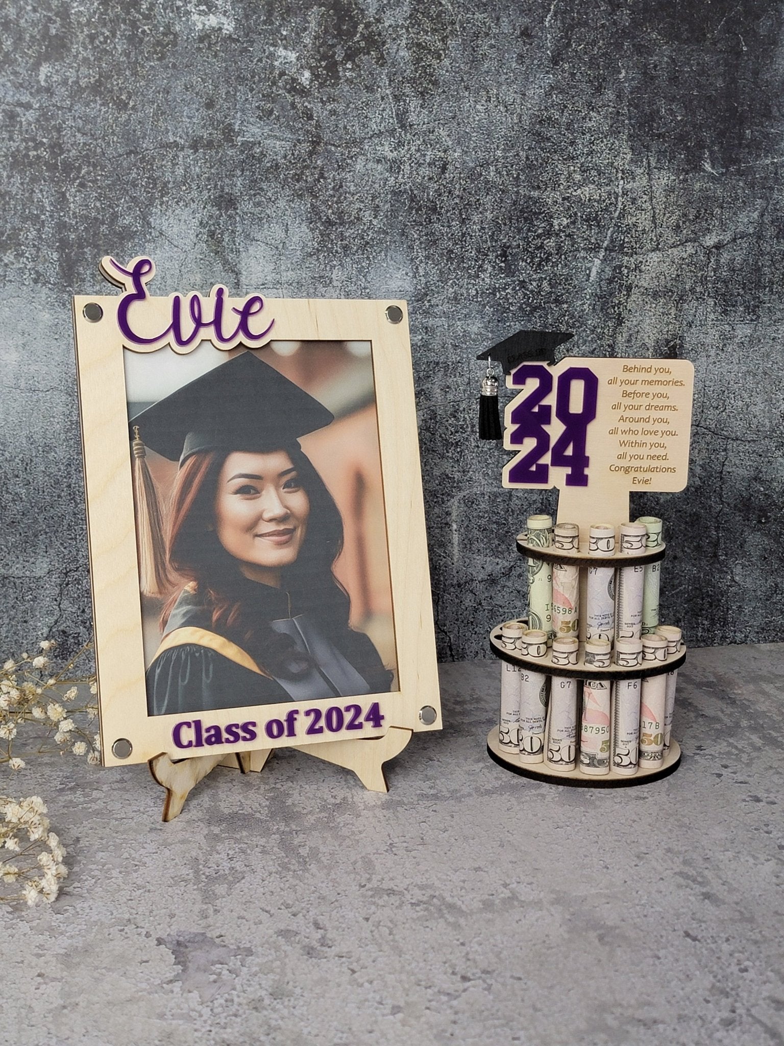 2026 Personalized Graduation Gift Money Holder and Personalized Graduation Picture Frame Combo