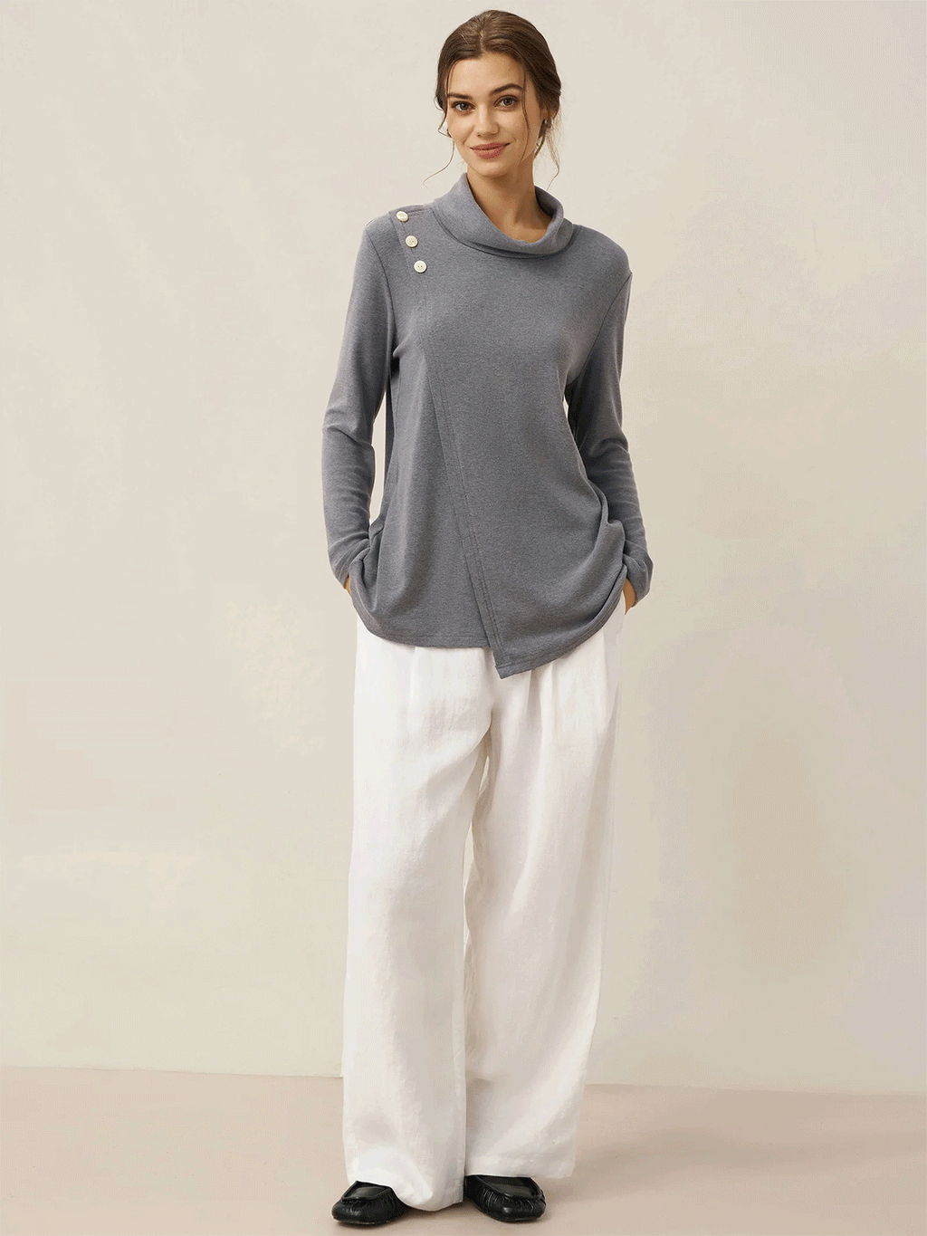 100% Linen Relaxed Fit Straight Leg Trousers KINSLEY