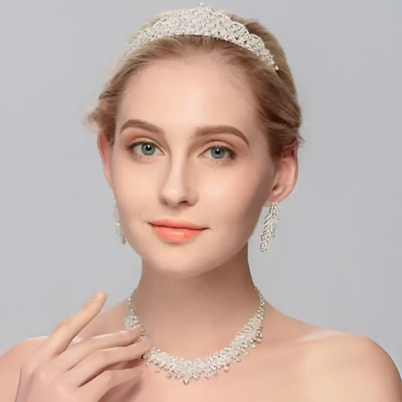 Silver Crystal Choker Wedding Jewelry Set