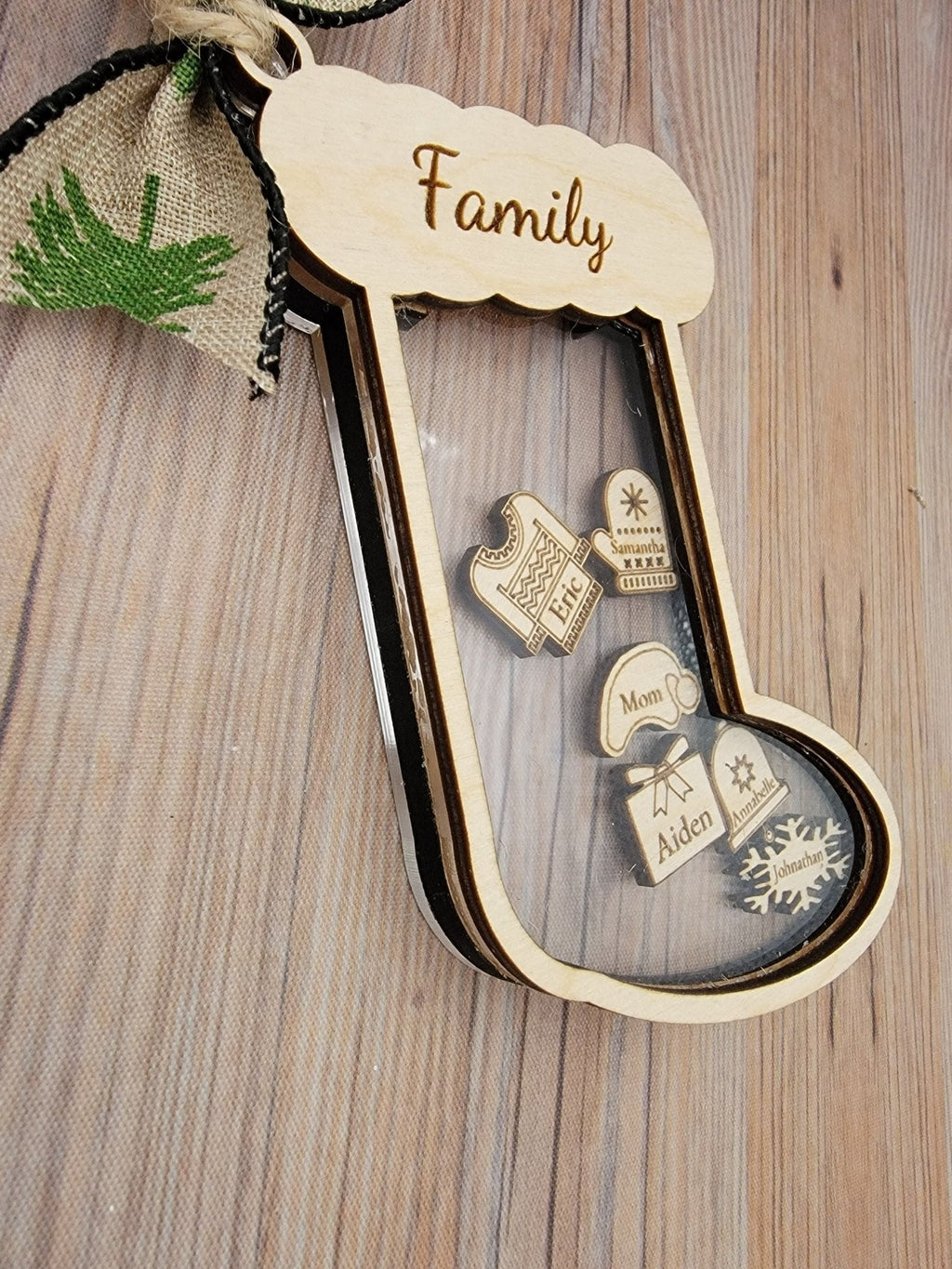 Stocking Christmas Shaker Ornament Personalized With Family Names