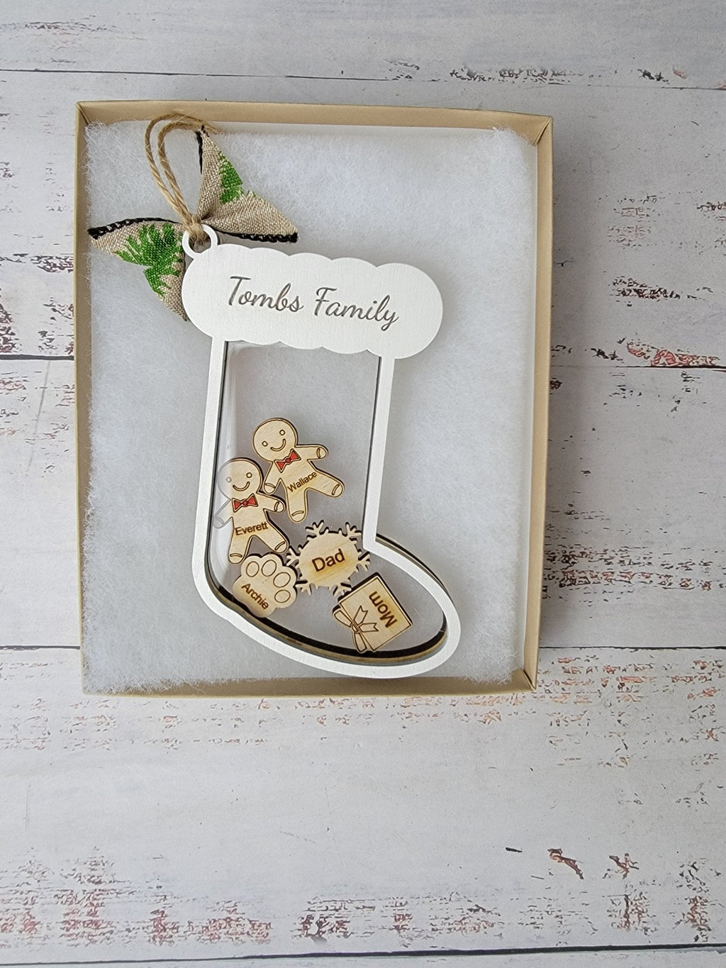 Stocking Christmas Shaker Ornament Personalized With Family Names