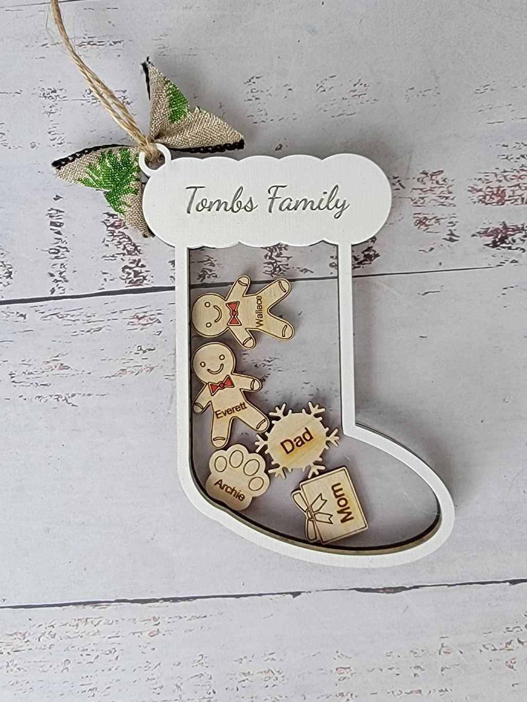 Stocking Christmas Shaker Ornament Personalized With Family Names