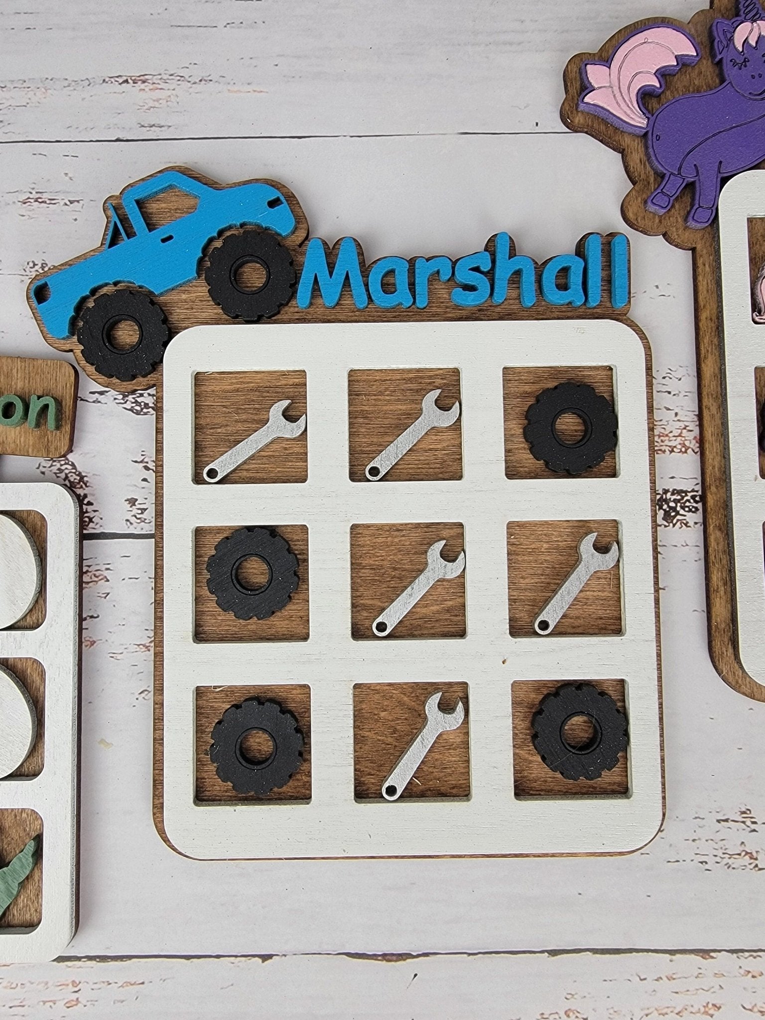Tic Tac Toe, Easter basket, Monster Truck, Dinosaur, Unicorn.  Birthday Present, Party Favor, Travel Game, Tic-Tac-Toe Board, Games for Kids