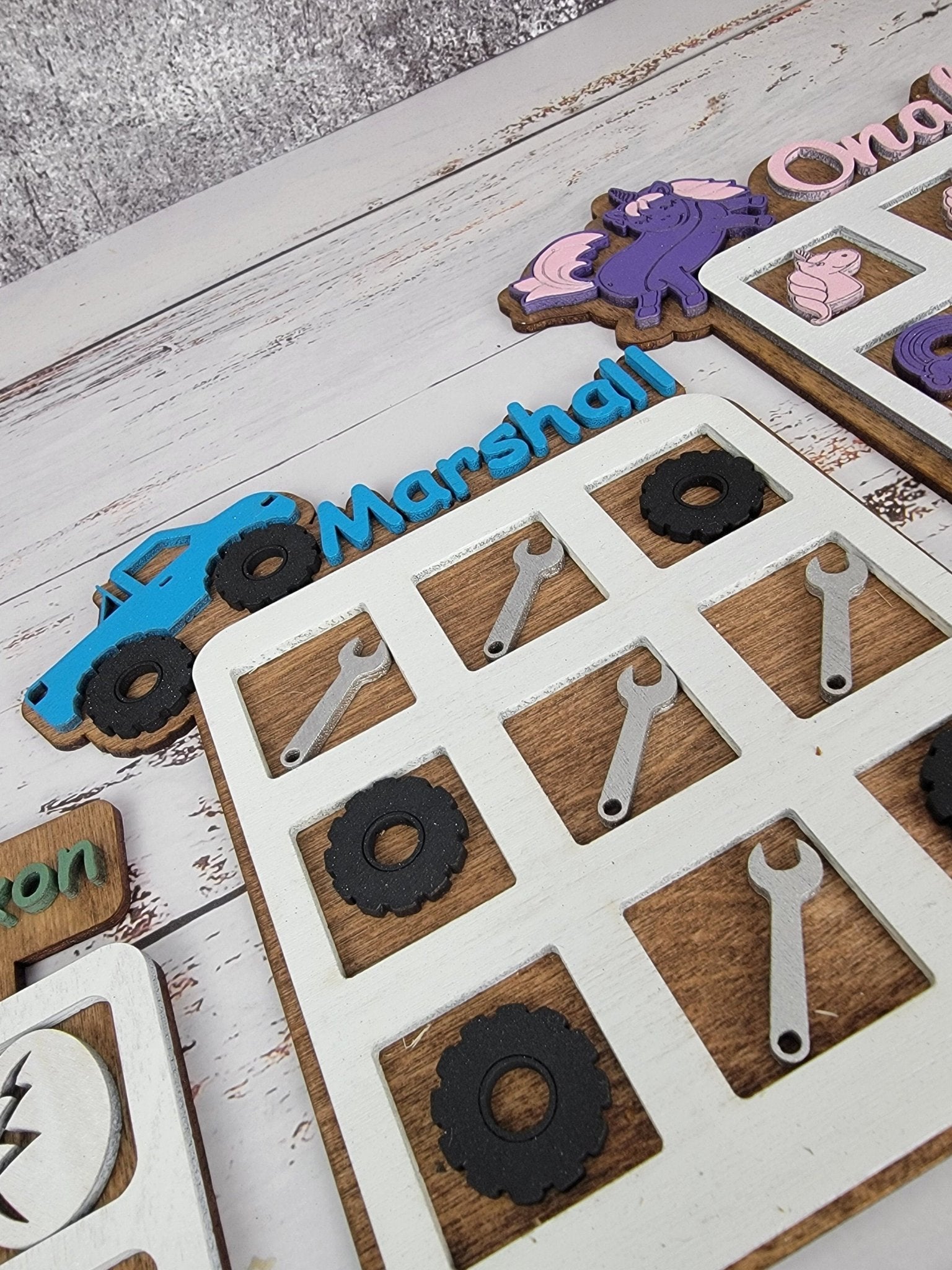 Tic Tac Toe, Easter basket, Monster Truck, Dinosaur, Unicorn.  Birthday Present, Party Favor, Travel Game, Tic-Tac-Toe Board, Games for Kids
