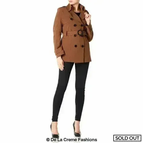 Womens Spring/Summer Double Breasted Short Belted Coat (1710-SP)